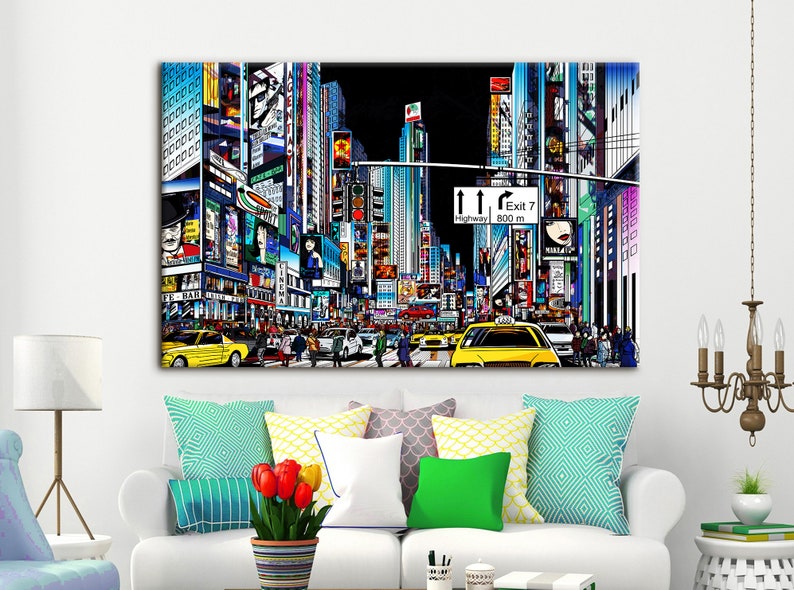 Times Square Wall Art New York Canvas Art Canvas Wall Art New Etsy