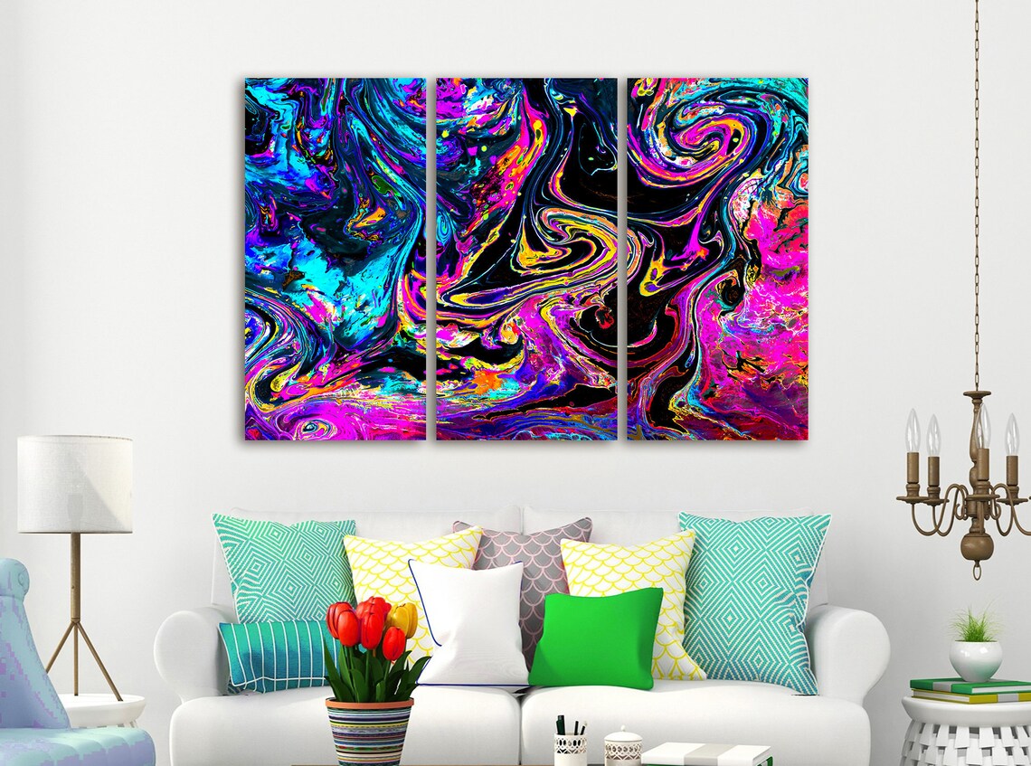 Colorful Abstract Canvas Wall Art Abstract Canvas Art Abstract Etsy