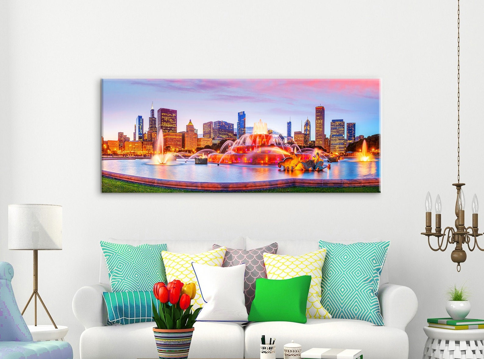 Chicago Skyline Canvas Art Canvas Wall Art Chicago Wall Art Etsy