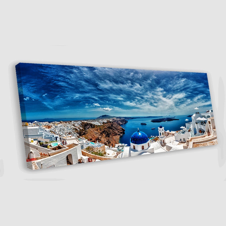 Santorini Canvas Art Santorini Painting Greece Print Santorini Etsy