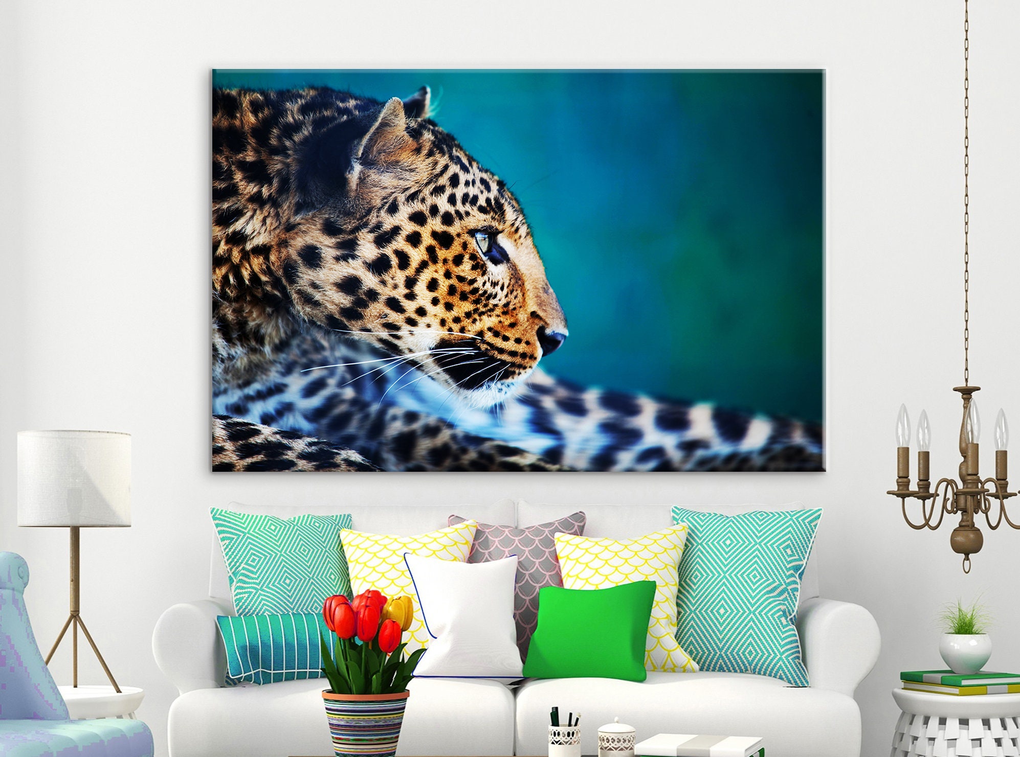 Leopard Canvas Print Leopard Wall Decor Jaguar Print Animals Etsy