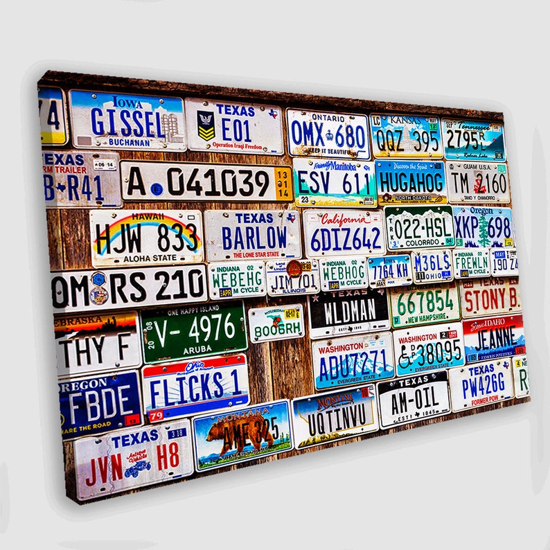 License Plates Canvas Wall Art Car License Plates Decor Etsy