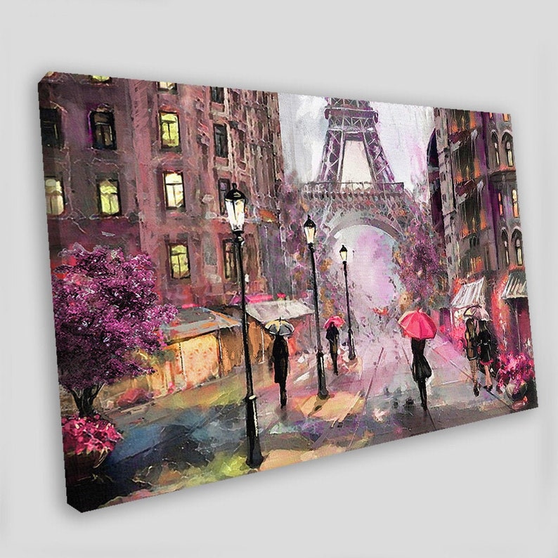 Paris Oil Painting Paris Canvas Wall Art Paris Canvas Art Etsy