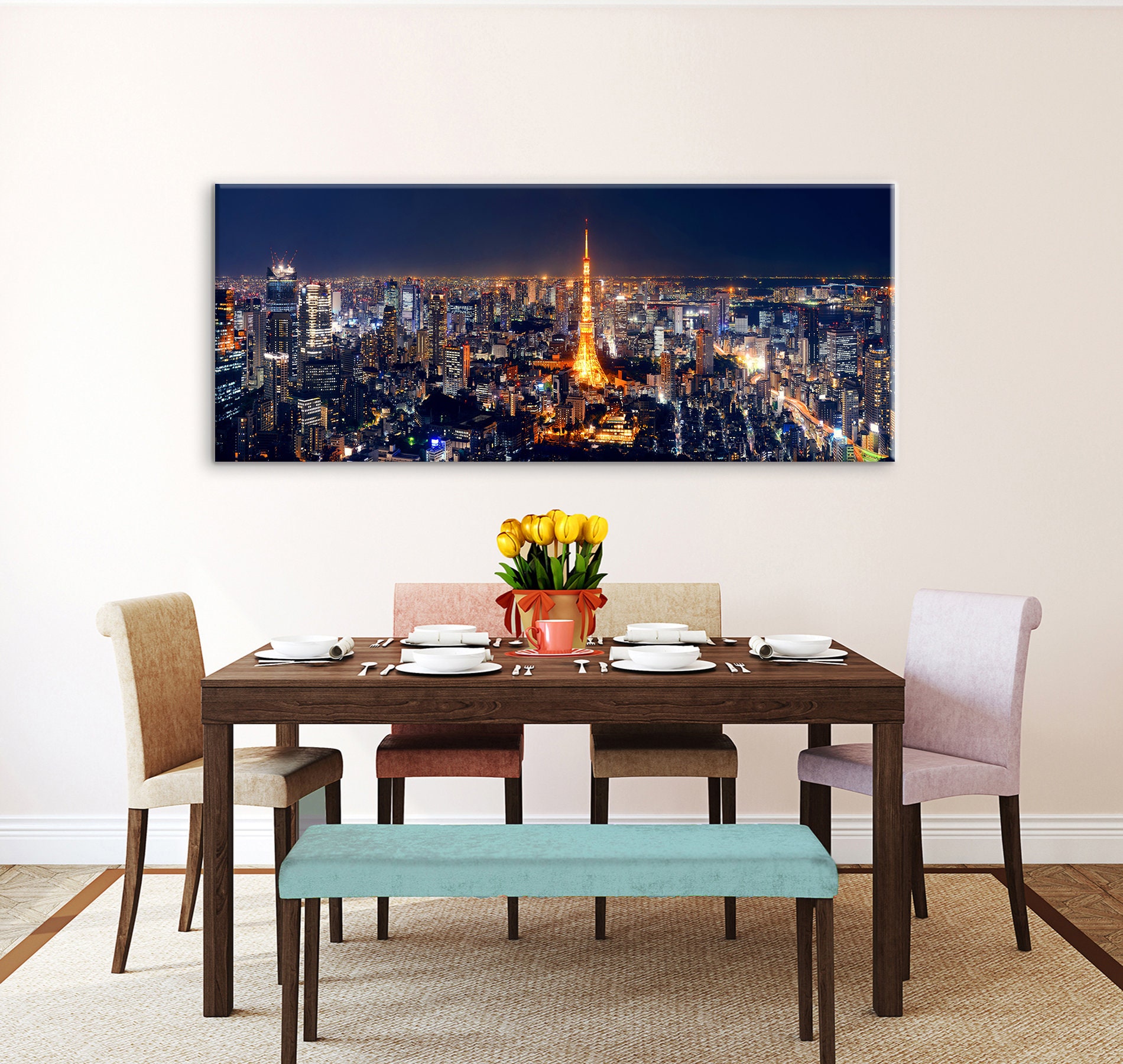Tokyo Skyline Canvas Art Night Tokyo Canvas Wall Art Tokyo Etsy