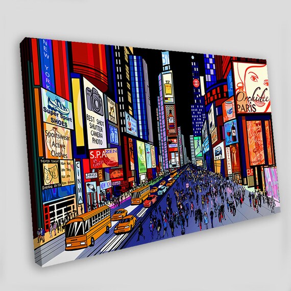 New York Canvas Art Canvas Wall Art New York City Times Square Etsy