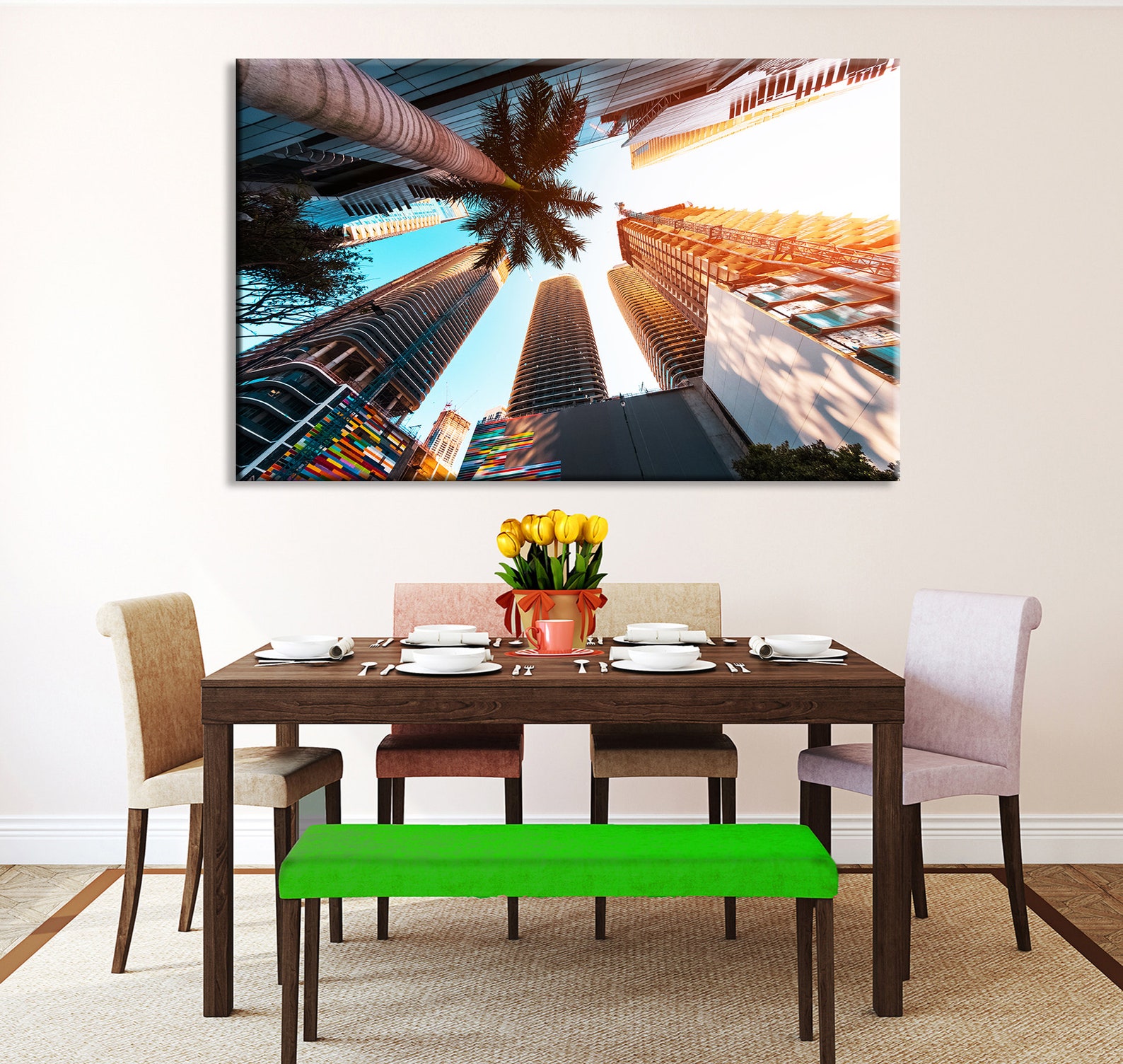 Miami Beach Wall Art Miami Canvas Art Palm Tree Canvas Print Etsy