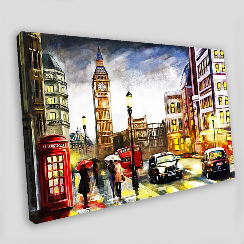 London Oil Painting London Canvas Wall Art London Canvas Art Etsy