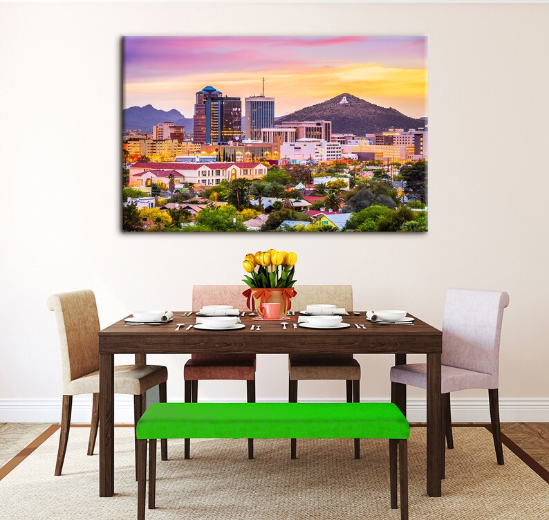 Tucson Skyline Wall Art Arizona Canvas Art Tucson Painting Etsy