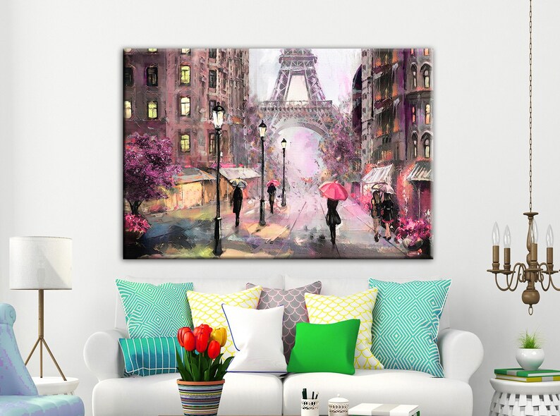 Paris Oil Painting Paris Canvas Wall Art Paris Canvas Art Etsy