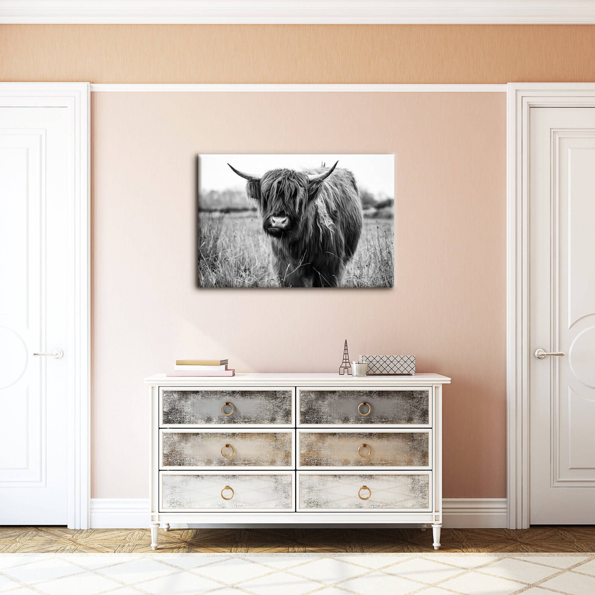 Highland Cow Canvas Art Highland Cow Canvas Wall Art Highland Etsy
