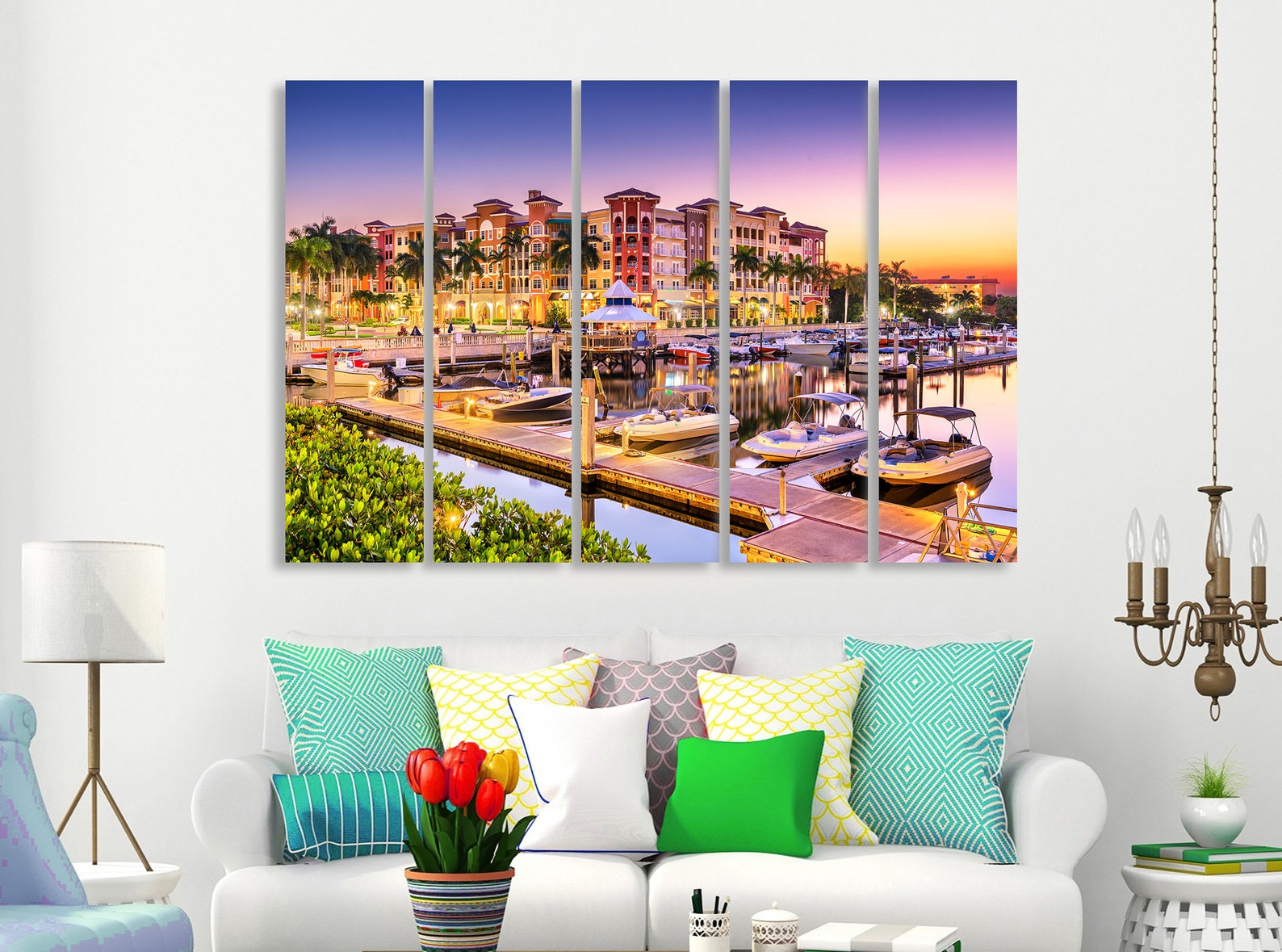 Naples Florida Canvas Wall Art Naples Florida Skyline Naples Etsy