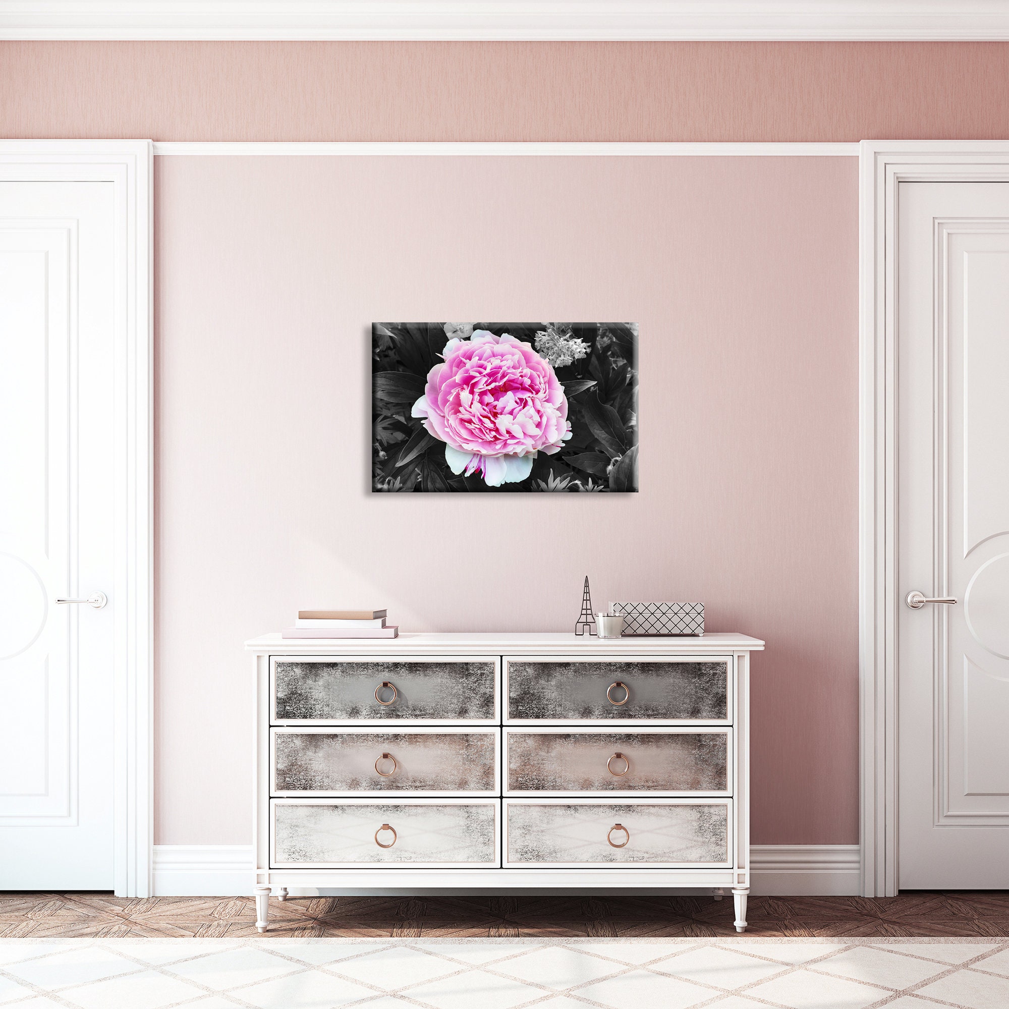 Pink Peony Wall Art Peony Painting Peony Canvas Art Peony Wall Etsy