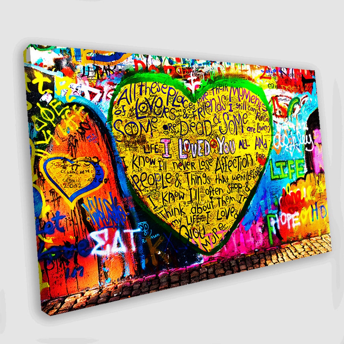 Heart Street Art Canvas Art Mural Canvas Wall Art Graffiti Etsy