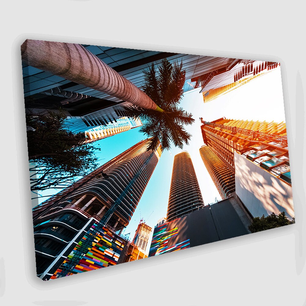 Miami Beach Wall Art Miami Canvas Art Palm Tree Canvas Print Etsy
