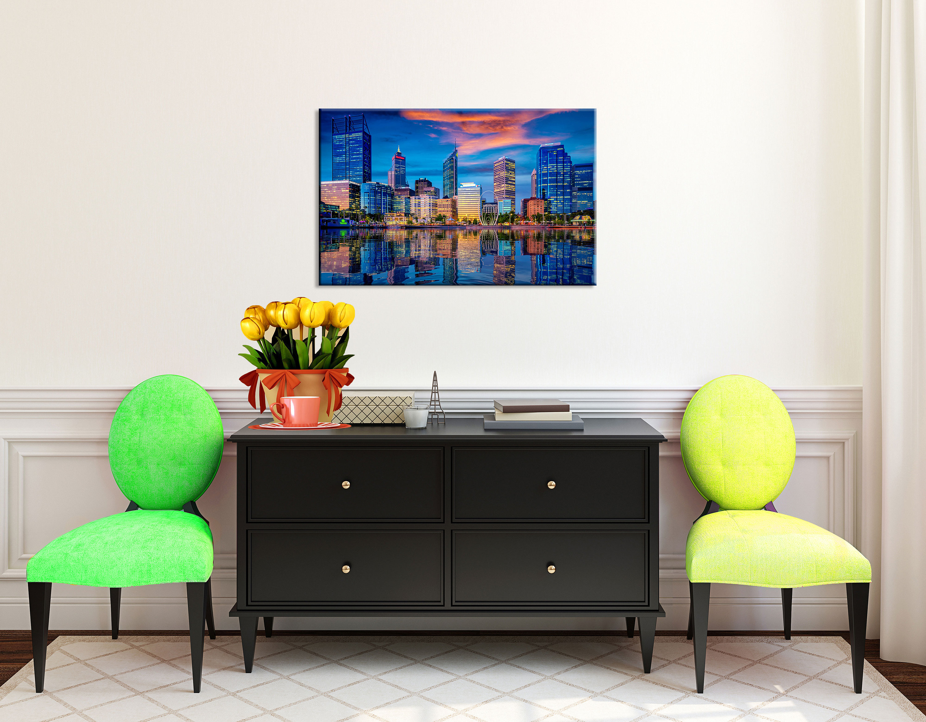 Perth City Skyline Australia Canvas Art Perth Wall Art Etsy