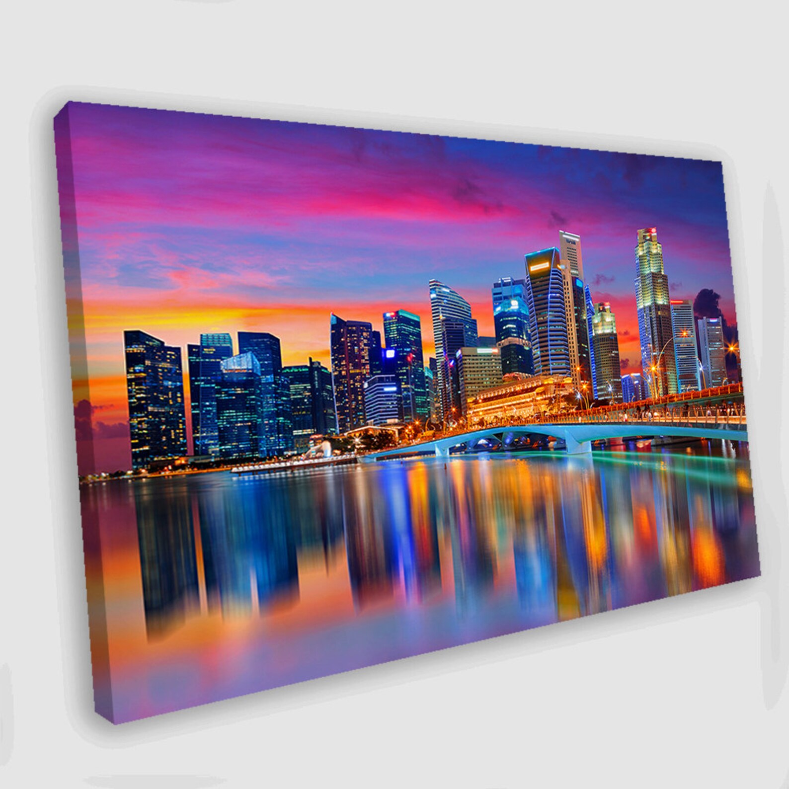 Singapore Skyline Singapore Canvas Art Singapore Wall Art Etsy