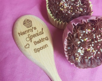 Nannys Special Baking wooden spoon, birthday, keepsake, special decoration, Grandma gift, unique, fun, from the kids present, cake, tea room
