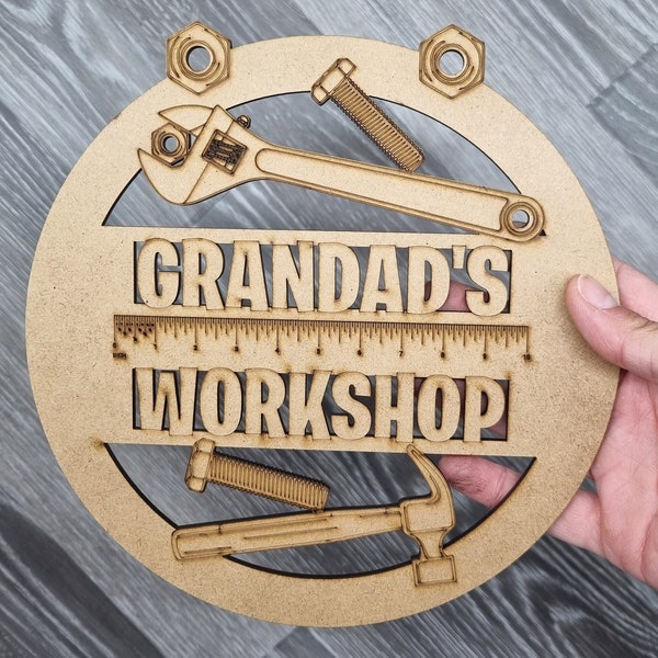 Grandad's workshop plaque, Grandparent gift, Grandpa sign, daddy, Gift for him, fathers day,wood, wall art, man cave, wall hanging, keepsake
