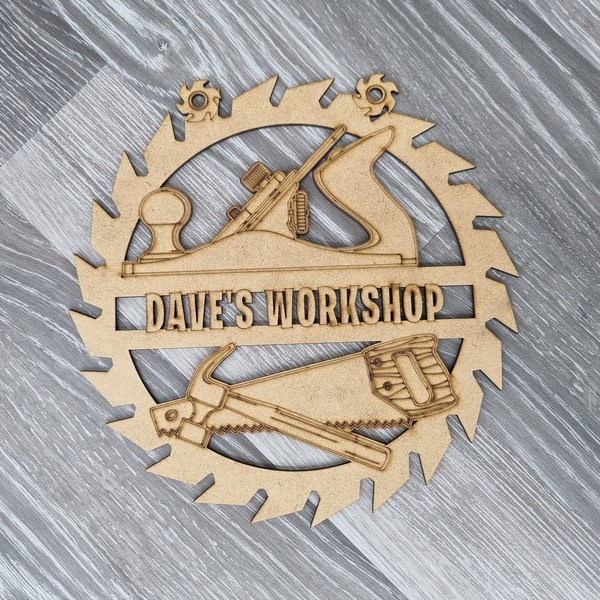 Gepersonaliseerde workshop DIY teken, Tools plaquette, Cadeau voor hem, cadeau, cadeau voor haar, ingenieur, monteur muur opknoping, aandenken, man grot, ze schuur