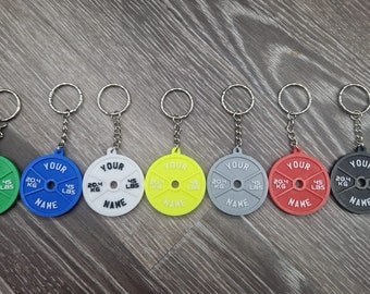 Barbell Weight Lifting Gym Keyring, Personalised 45 Lbs Keychain