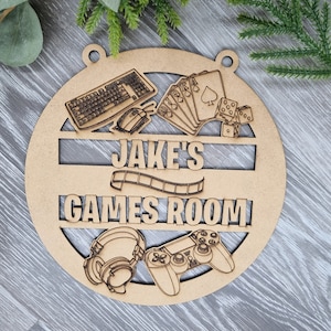 Rustic wooden games room sign- ideal gift for him- decorate your room and make it the perfect space to play games.