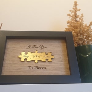 Couples puzzle piece picture frame, anniversary gift, jigsaw, husband, wife, wedding present, gold, silver, rose,personalised,love to pieces