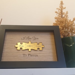 Couples puzzle piece picture frame, anniversary gift, jigsaw, husband, wife, wedding present, gold, silver, rose,personalised,love to pieces