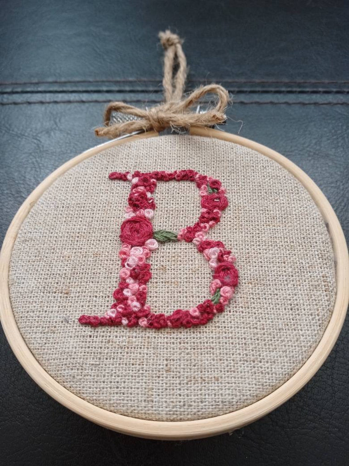 Letter b monogram gift embroidery hoop on linen  etsy Letter b monogram gift embroidery hoop on linen  etsy