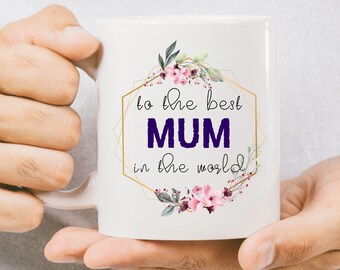 Personalized Floral Mug: Mother's Day, Birthday Gift for Mum