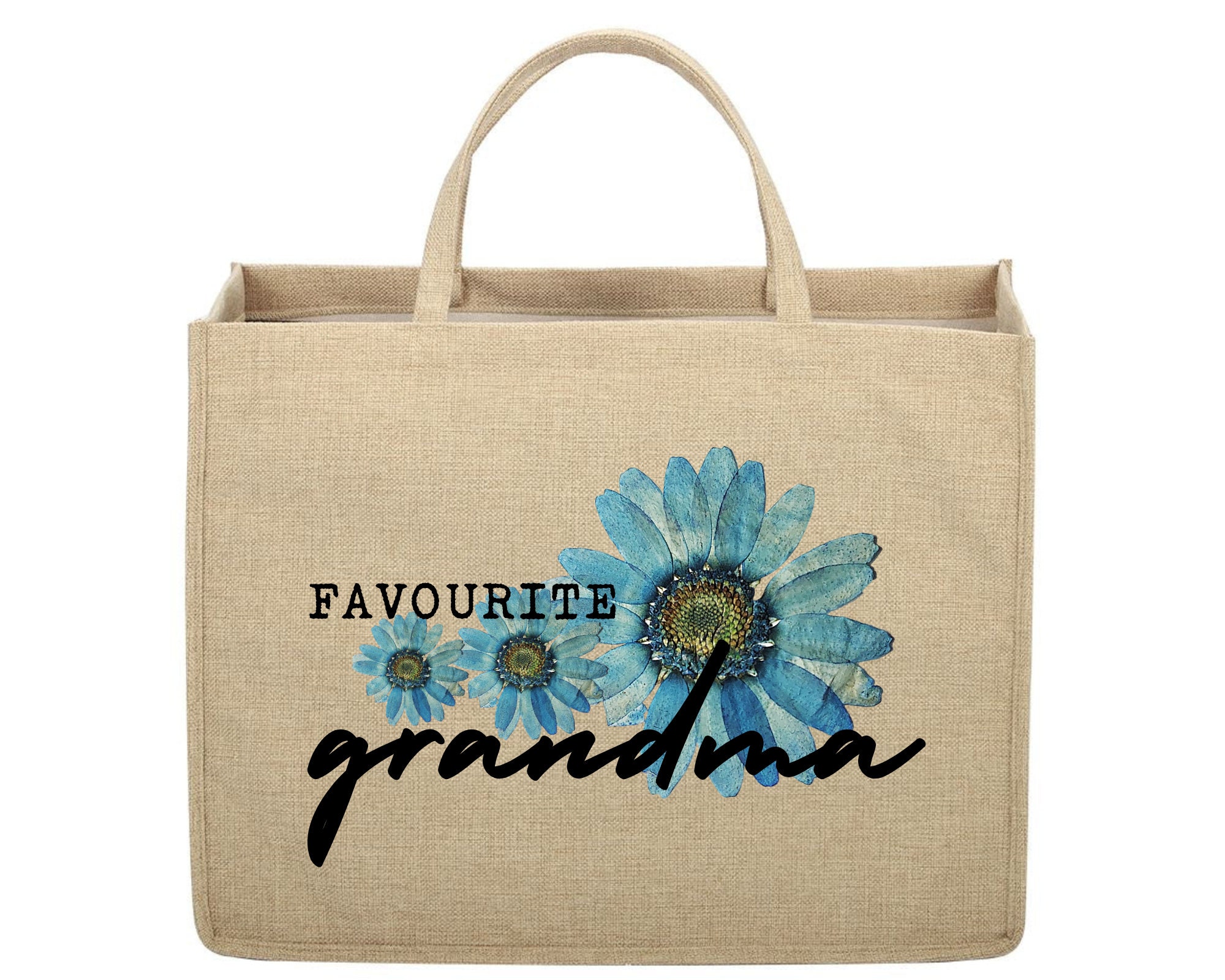 Grandma Jute Bag Personalised Linen Jute Shopping Bags Custom Tote