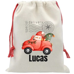 Personalised Christmas Sack Santa Xmas Sack Stocking Kids Christmas Eve Gift Ideas Kids Drawstring Sack Xmas Gifts Bag Santa Linen Toy Sack.