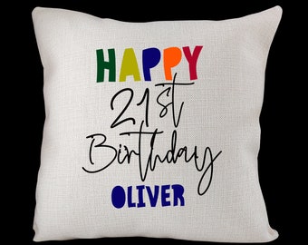 Personalized 21st Birthday Throw Pillow, Custom Name Cushion
