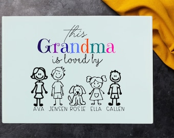 This Grandma Is Loved By Tempered Glass Chopping Board Glass Cutting Board Personalised Kitchen Worktop Saver Chopping Glass Granny 39X29cm.