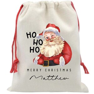Personalised Christmas Sack Santa Xmas Sack Stocking Kids Christmas Eve Gift Ideas Kids Drawstring Sack Xmas Gifts Bag Santa Linen Toy Sack.