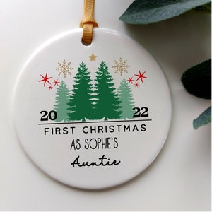First Christmas Ornament Auntie First Christmas Gift Custom Christmas Tree Décor Christmas Gift Auntie 1st Xmas Bauble Merry Xmas Ornament