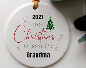 First Christmas Ornament Grandma First Christmas Gift Custom Christmas Tree Décor Christmas Gift Grandma Xmas Bauble Merry Xmas Ornament.