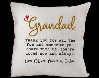 Personalized Grandad Cushion: Birthday, Father's Day Gift