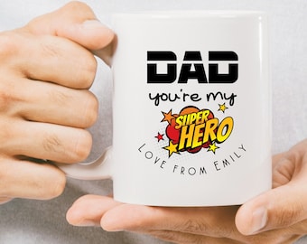 Personalized Superhero Dad Mug, Father's Day Gift