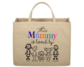 Personalised Linen Jute Shopping Bag Mummy Custom Tote Bags Mummy Eco-Friendly Shopper Bags Mum Reusable Shopping Bag Grandma Gifts Auntie.