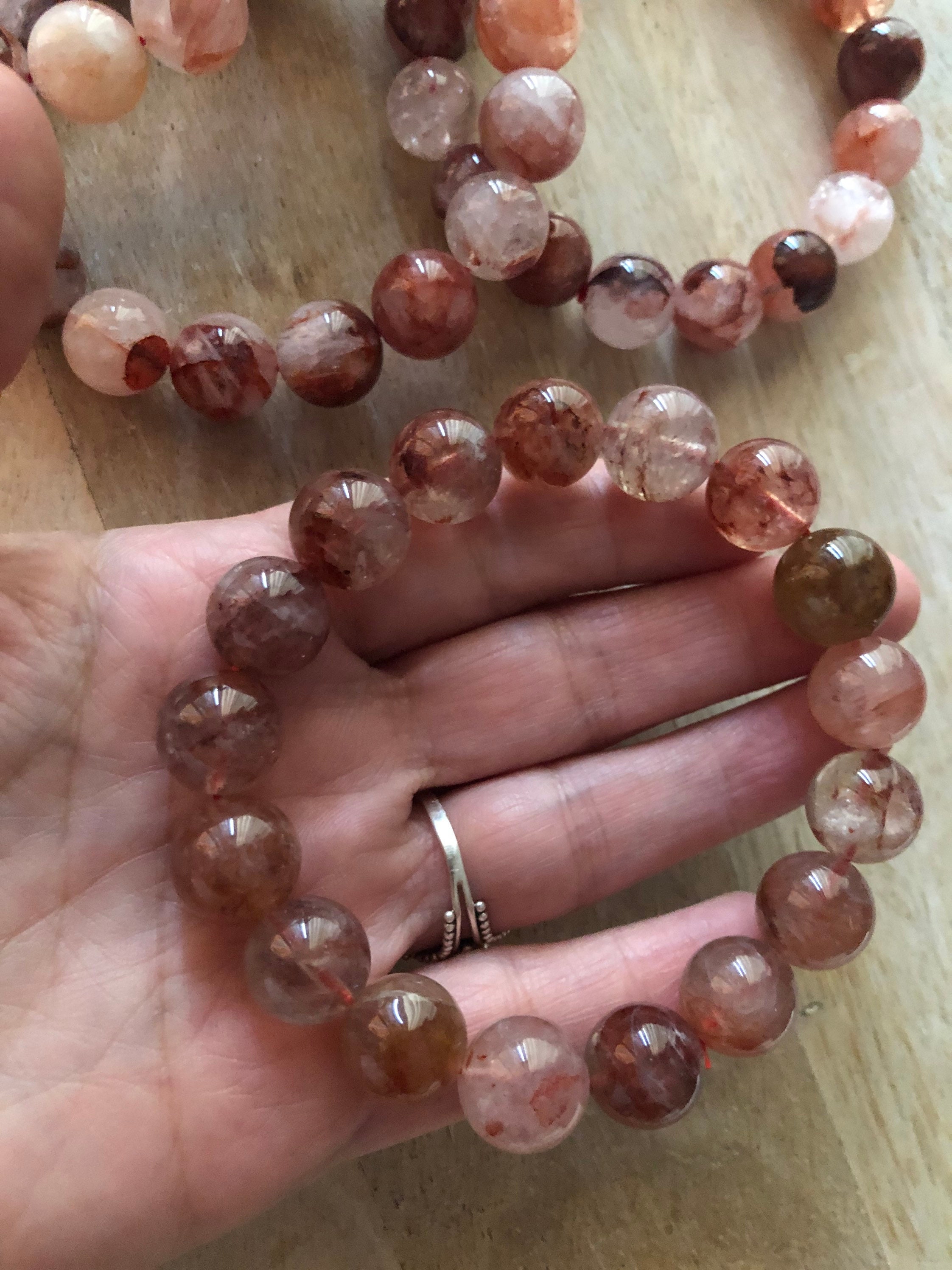 Red Hematoid Fire Quartz Beaded Bracelets Etsy