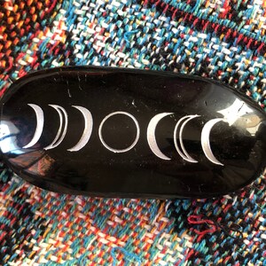 Golden Sheen Obsidian Palm Stone with Moon Phase