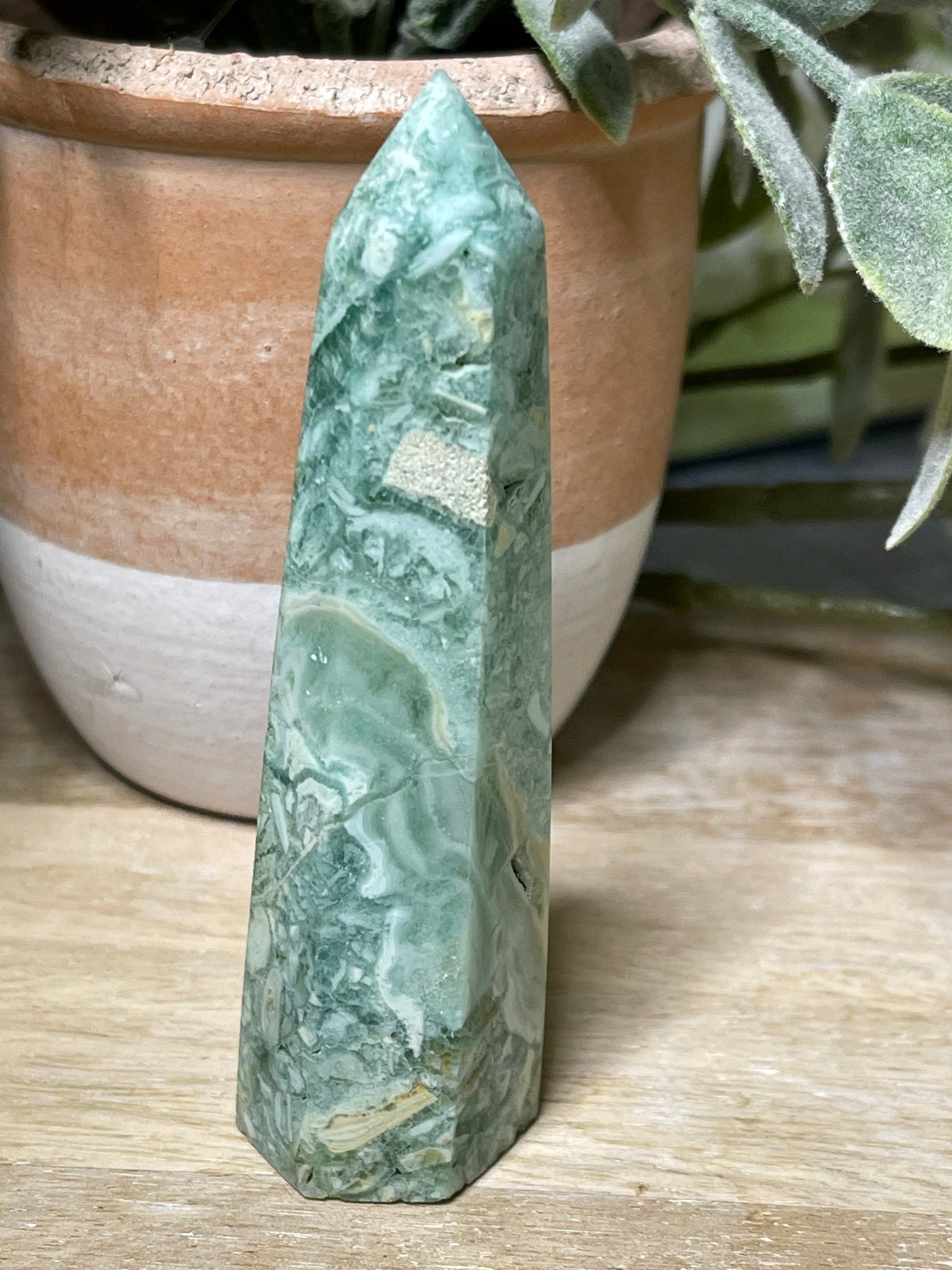 Rare Green Flower Agate Green Sakura Agate Tower Etsy