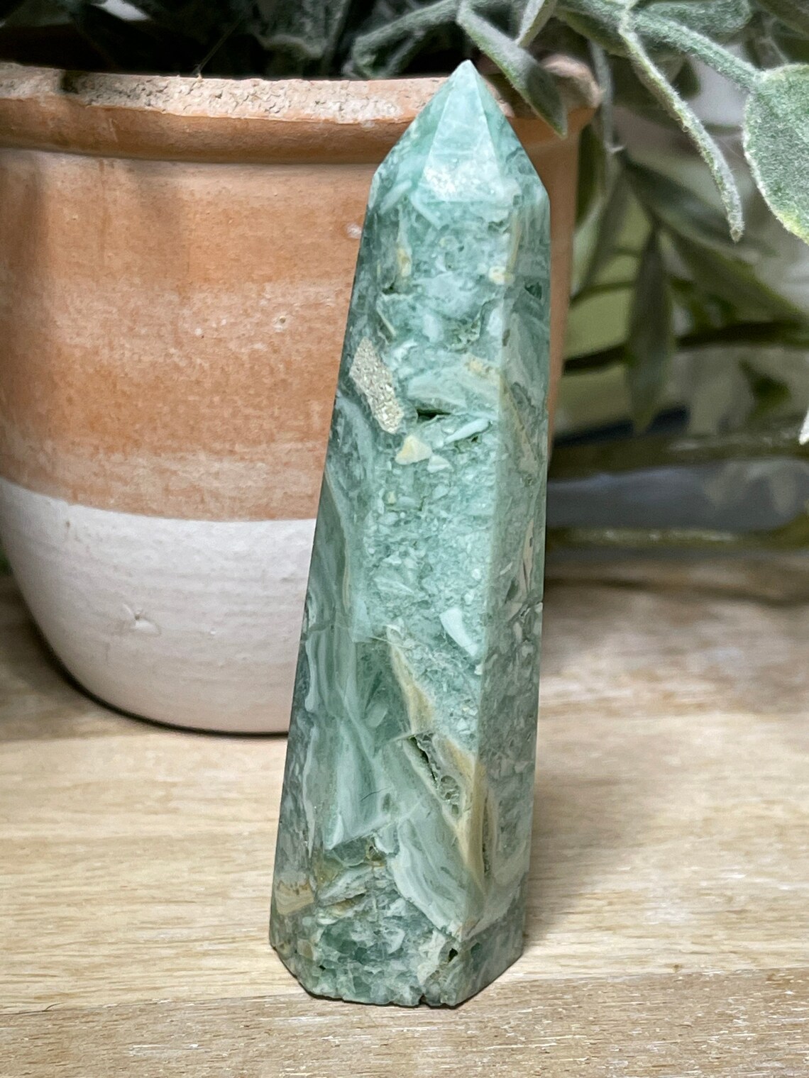 Rare Green Flower Agate Green Sakura Agate Tower Etsy
