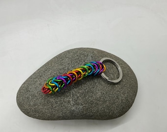 Rainbow chainmail keychain