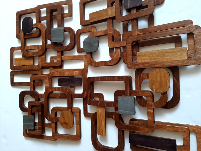 Mid Century Modern Wall Art Wood Wall Art Retro Wall Etsy