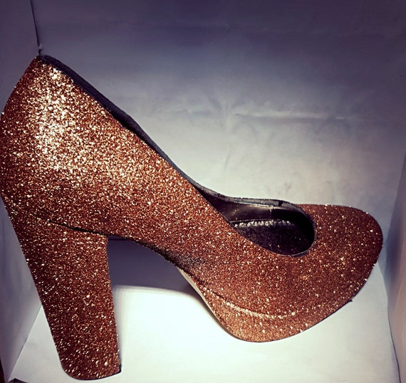 bronze glitter heels