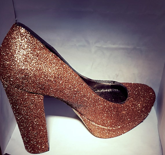 bronze glitter heels