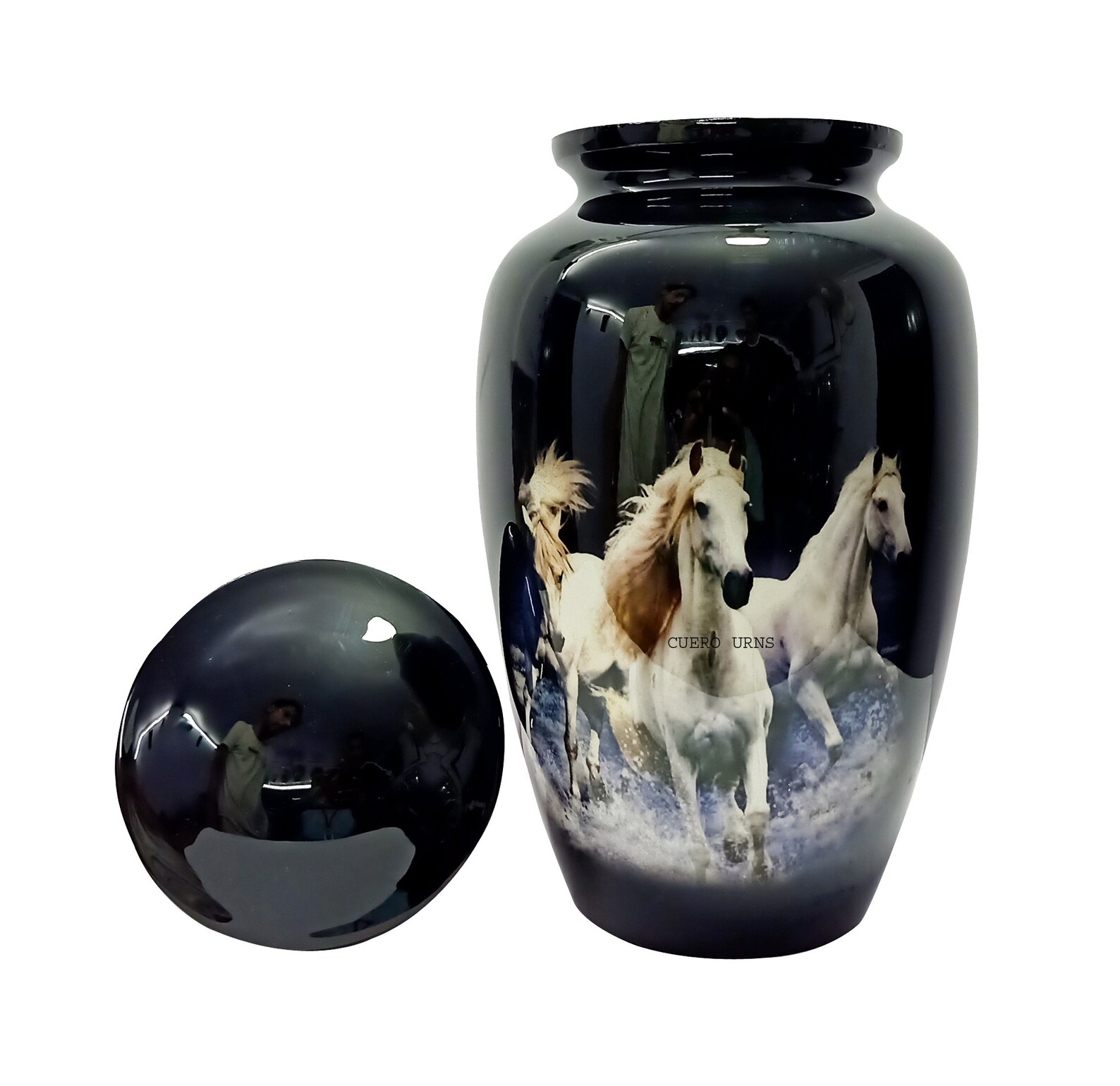 Adult Urns Lovely White Horses Running Cremation Urn Adult Etsy