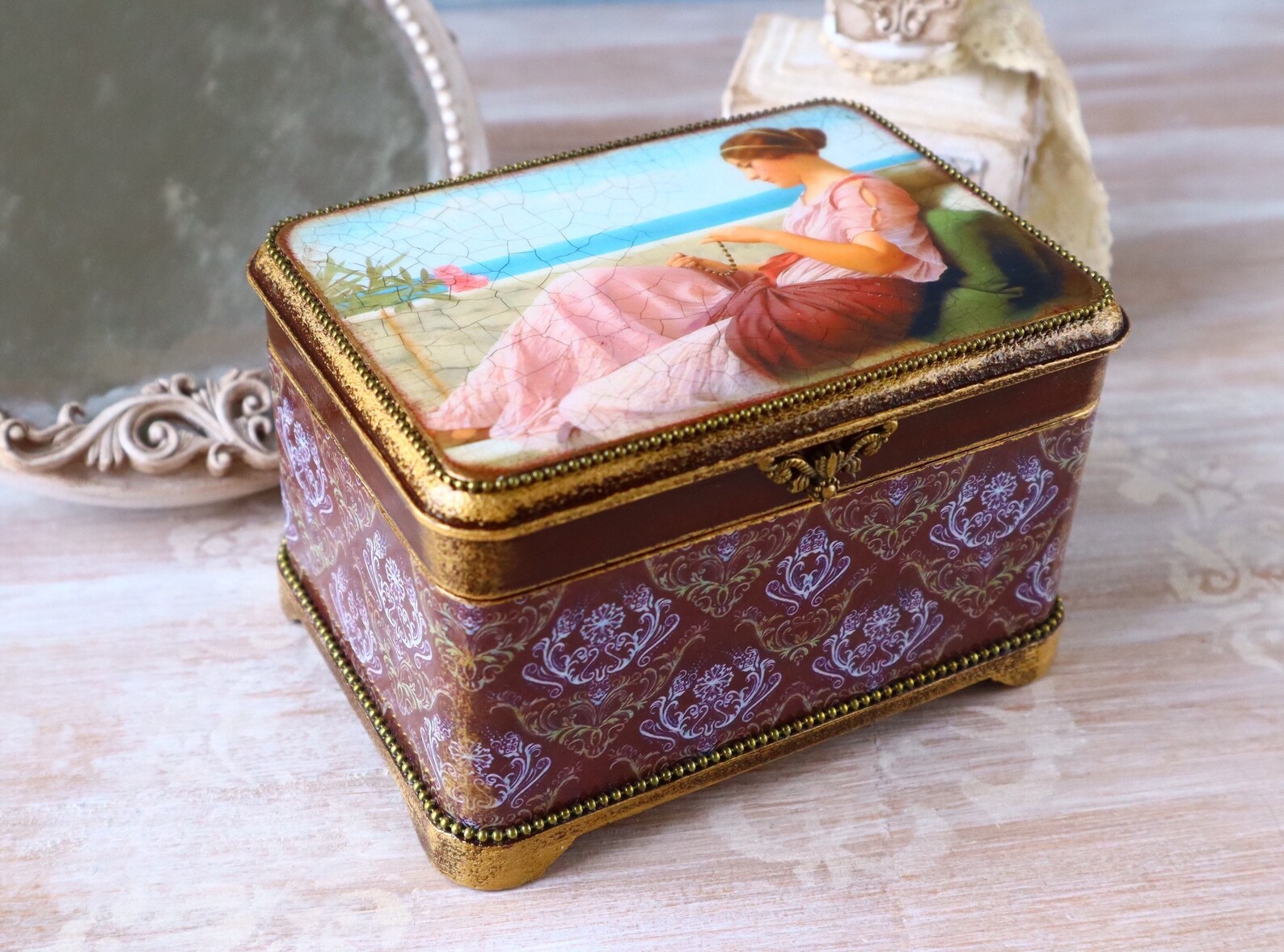 Heirloom jewelry box in antique style victorian trinket box Etsy