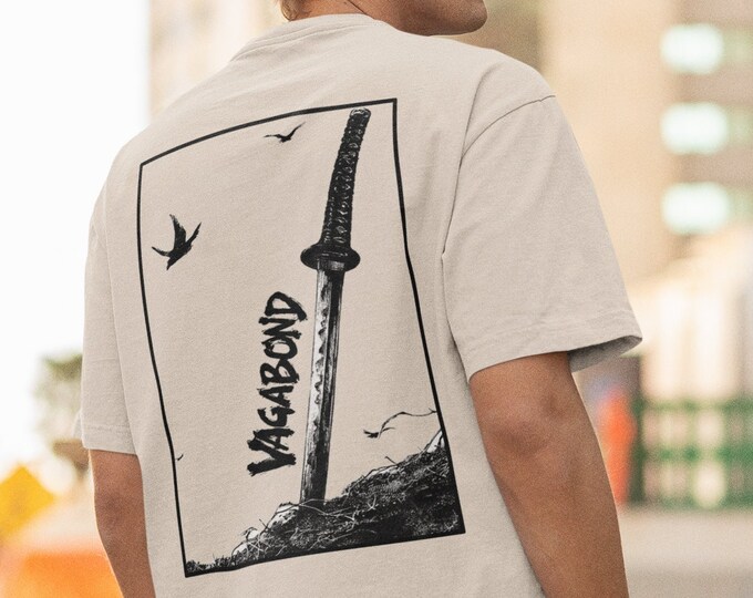 Chemise Manga Vagabond : Manga des années 90, chemise arrière Anime esthétique rétro Miyamoto Musashi, Matahachi Honiden T-shirt unisexe graphique Vagabond vintage